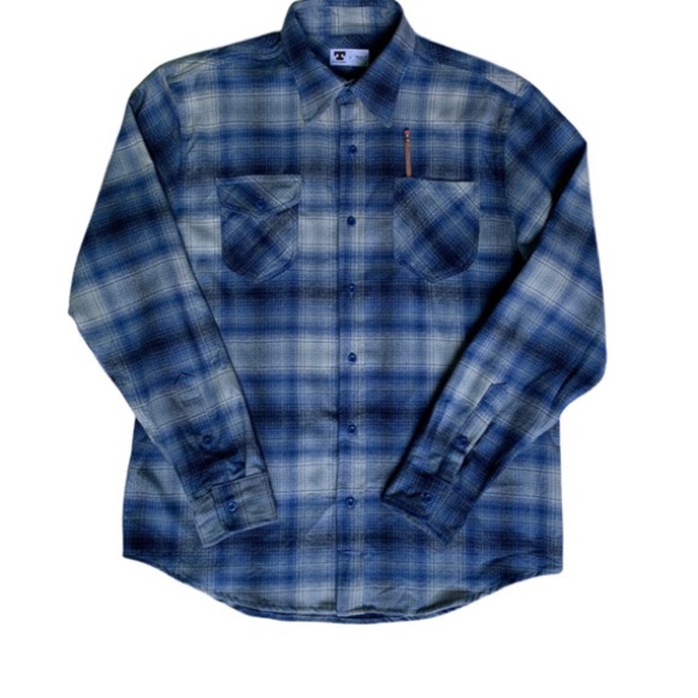 Tellason 1988 Plaid Flannel in Blue/Grey size Small